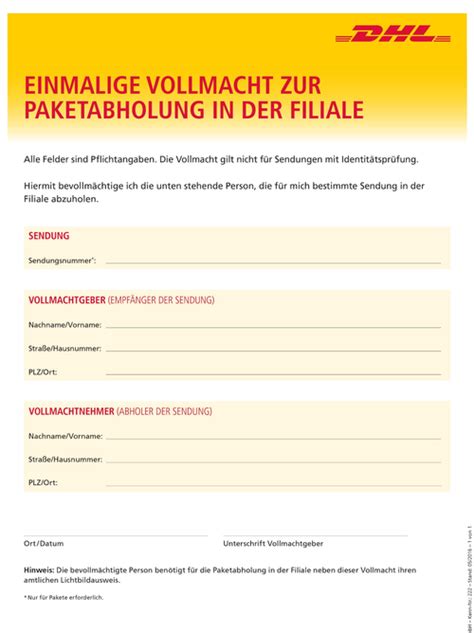 dhl sendung abrufen vollmacht.